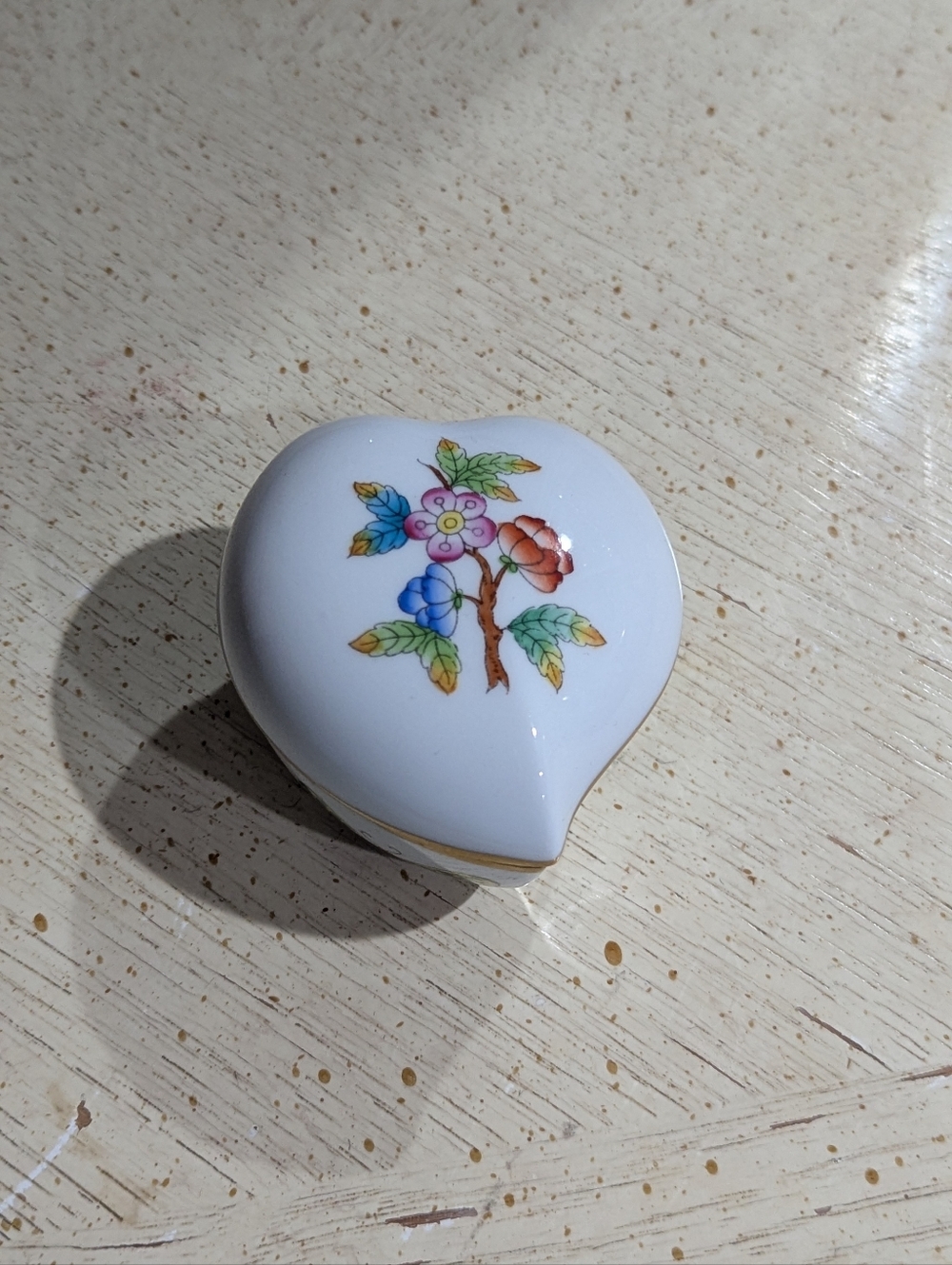Vintage Rare CollectWhite Porcelain Heart Trinket Box with Floral Motif Hungary